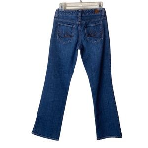 X2 Blue Jeans Boot Cut Embroidered Pocket Medium Wash Low Rise Size 4 short